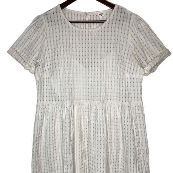 Object Vita Silk Blend Gingham Dress in Wool White size 42 / XL - Picture 2 of 7